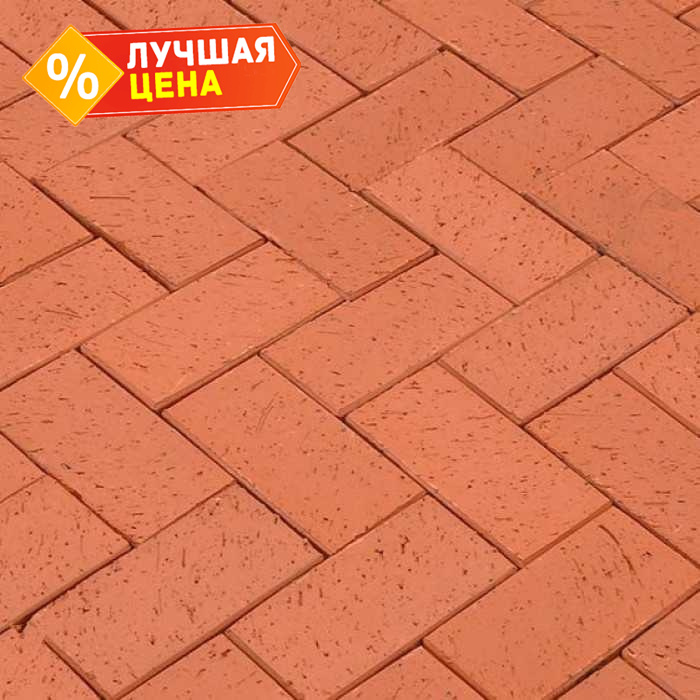 Клинкерная брусчатка Lode Kalahari темно-красная шероховатая, 200*100*52 мм