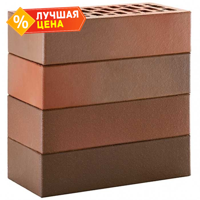 Кирпич облицовочный ЛСР красный флэшинг гладкий М175, 250*120*65 мм