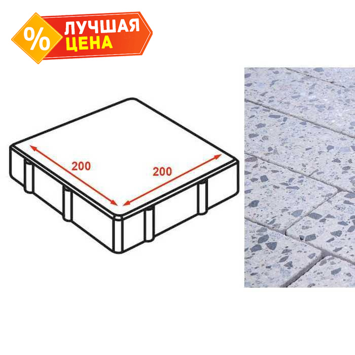 Плита тротуарная Готика Granite FINERRO, квадрат, Грис Парга 200*200*80 мм