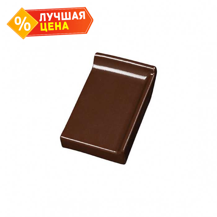 Клинкерный завершающий водоотлив с бортиком правый Terca Dark brown глазурованный, 160*105*30 мм