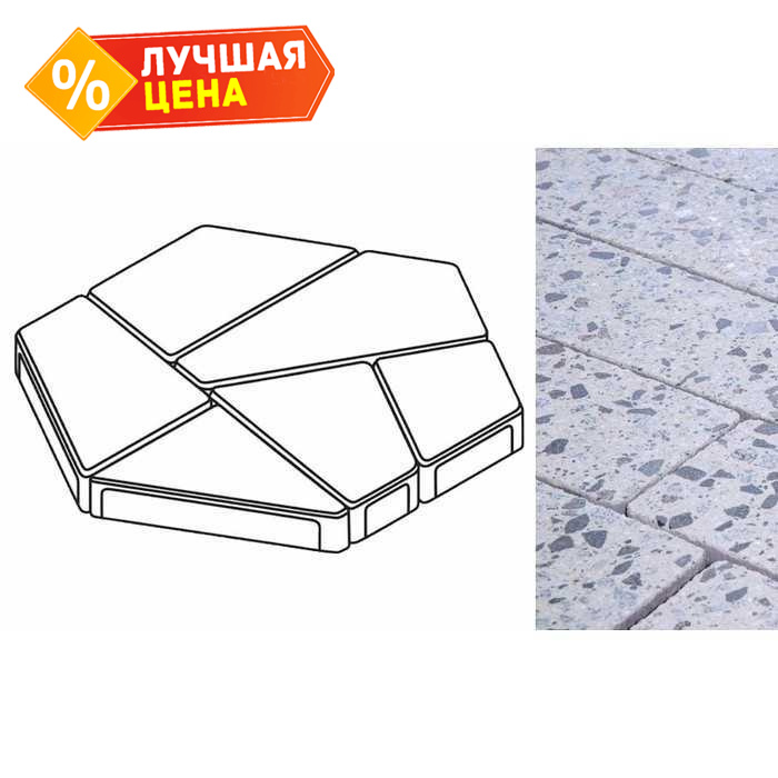 Плита тротуарная Готика Granite FINERRO, полигональ, Грис Парга, 893*780*80 мм