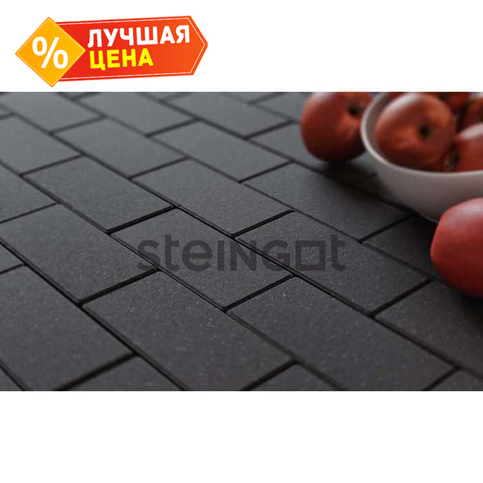 Плитка тротуарная Steingot Моно, Прямоугольник, фаска 1,5*1,5, черный, 200*100*40 мм