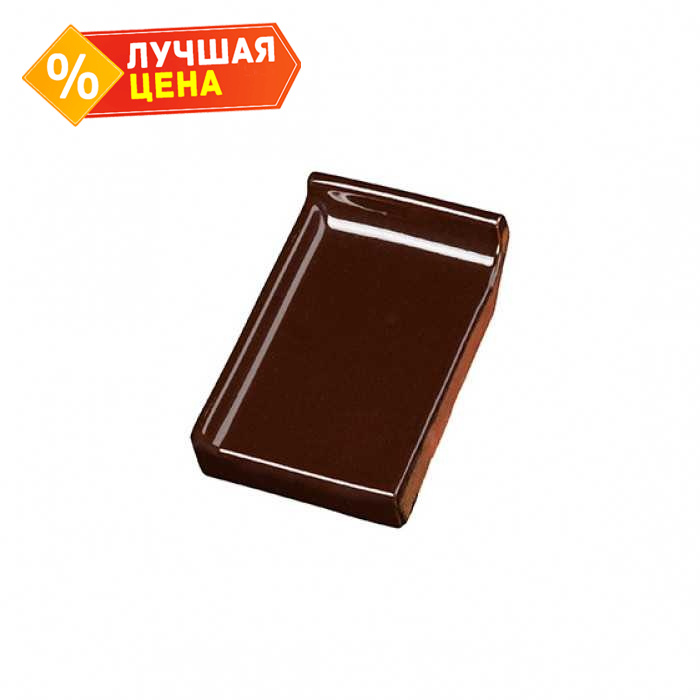 Клинкерный завершающий водоотлив с бортиком левый Terca Dark brown shine, 160*105*30 мм