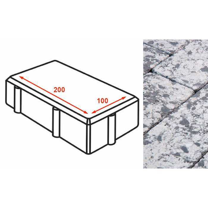 Плитка тротуарная Готика Granite FINERRO, брусчатка, Диорит 200*100*80 мм