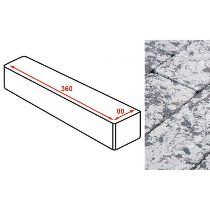 Плитка тротуарная Готика Granite FINERRO, ригель, Диорит 360*80*80 мм